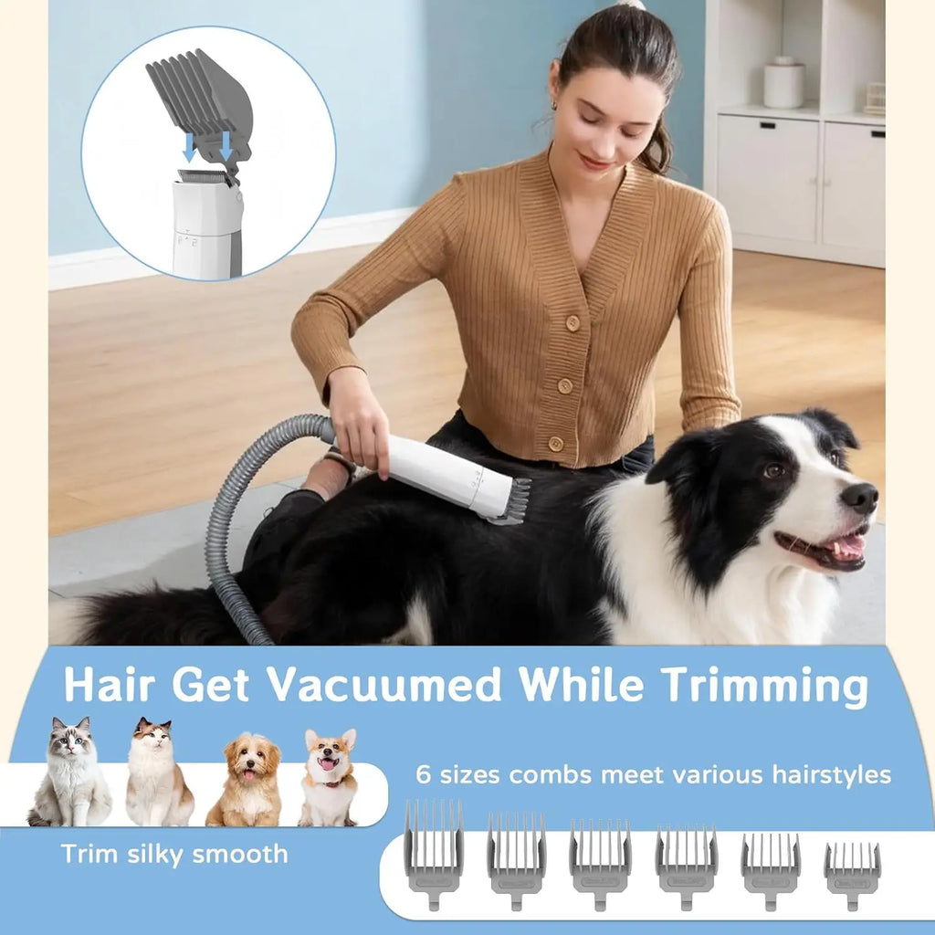 Dog Grooming Vacuum Kit 7 in 1, Cat & Dog Hair Vacuum Brush for Shedding - Includes Rollers, Deshedding Mitts, Nail & Paw Trimmer