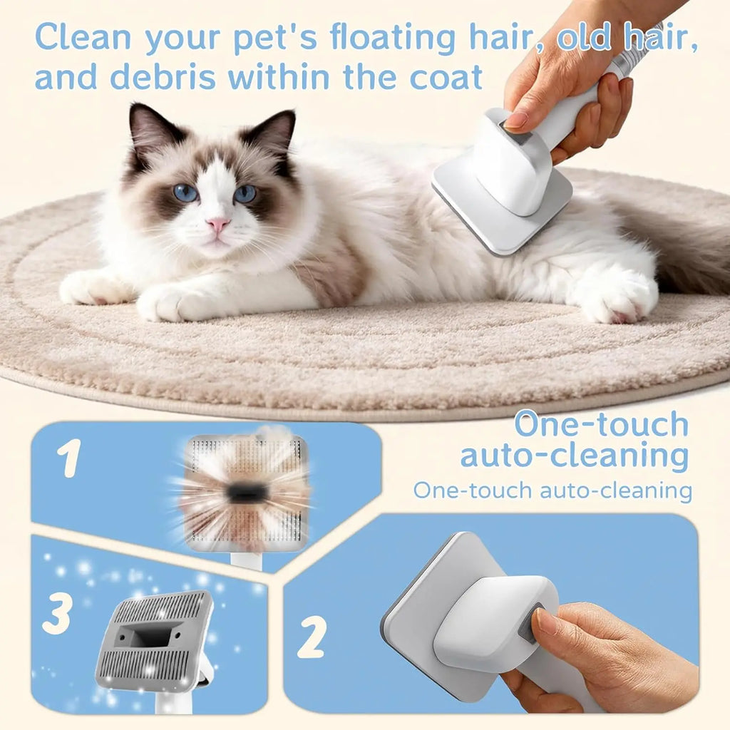 Dog Grooming Vacuum Kit 7 in 1, Cat & Dog Hair Vacuum Brush for Shedding - Includes Rollers, Deshedding Mitts, Nail & Paw Trimmer