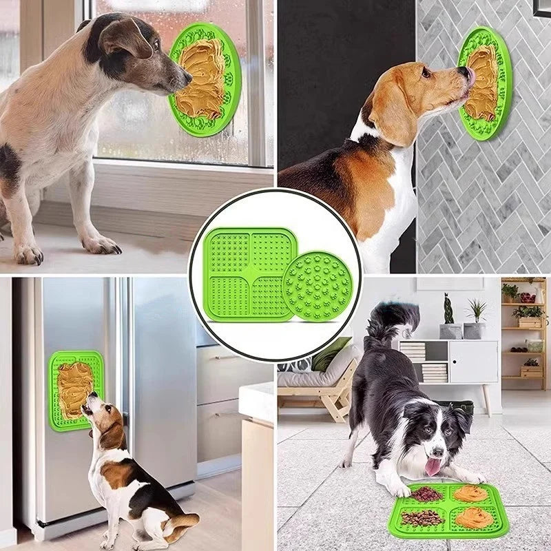 Silicone Dog Lick Mat Anti-Slip Sucker Slow Food Plate Pet Bath Distraction Feeder Mat Reusable Dog Training Feeding Supplies