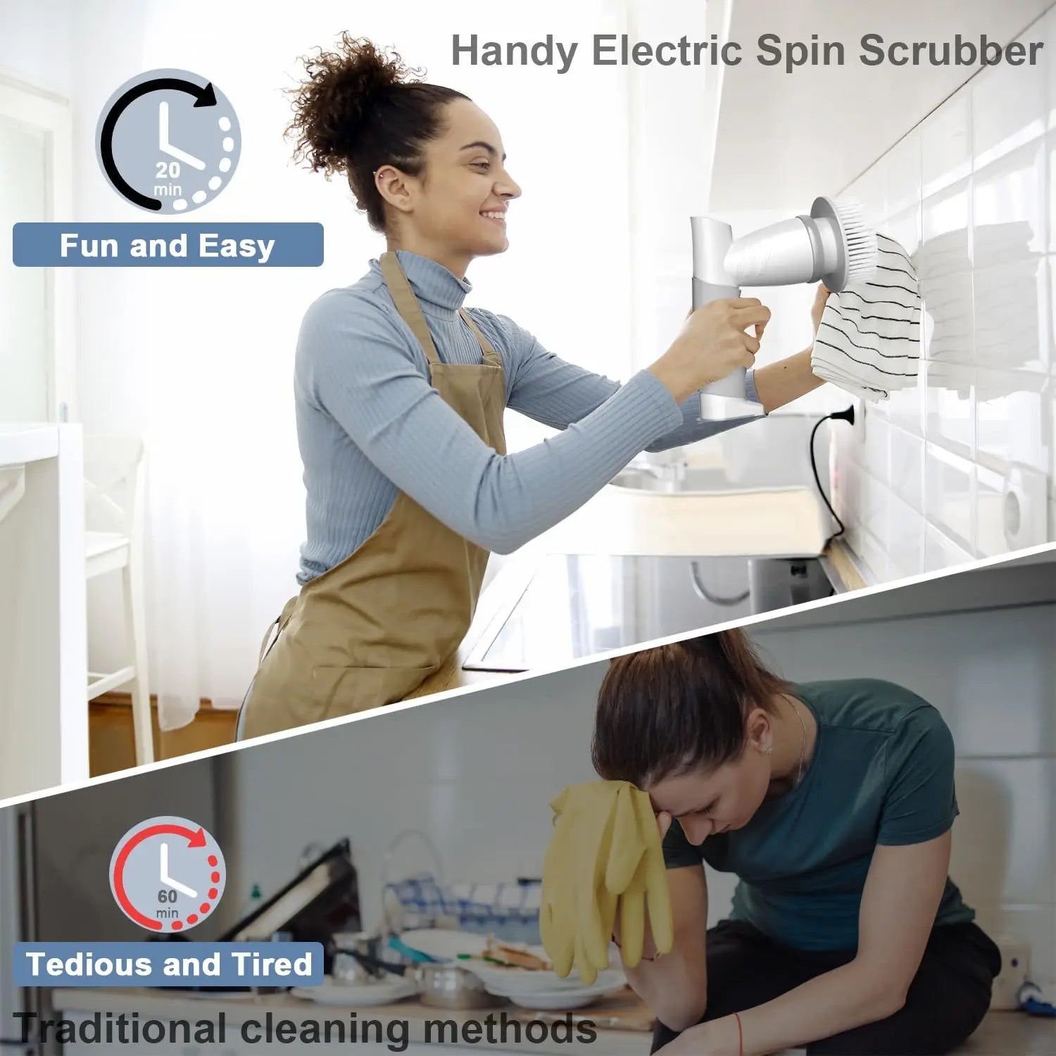 2026 New Upgrade Electric Spin Scrubber,Bathroom Shower Electric Scrubber forCleaning Power Cleaning Brush Rechargeable Cordless