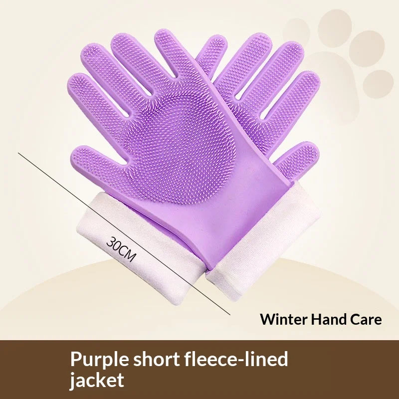 Pet Bathing Gloves,dogs accessories,Scratch Bite Resistant Cat dog brush Grooming Scrubber Heavy Duty Long Sleeve Non-Slip Pair