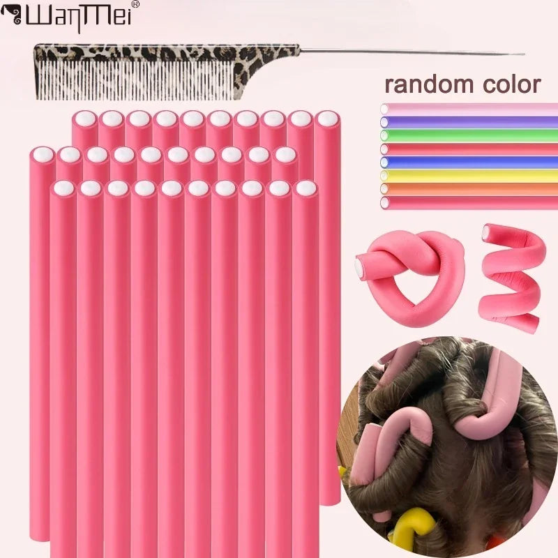 11pcs Flexible Curling Rod Foam Hair Curler  Heatless Hair Rollers Set Waves DIY Twist & Wrap Styling Tool for Natural Curls