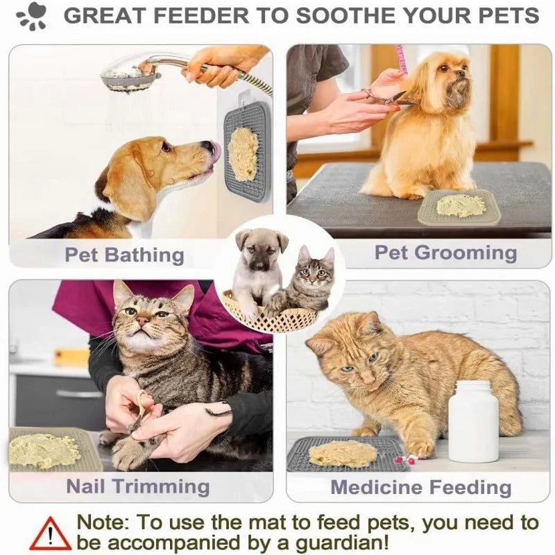 Silicone Dog Lick Mat Anti-Slip Sucker Slow Food Plate Pet Bath Distraction Feeder Mat Reusable Dog Training Feeding Supplies