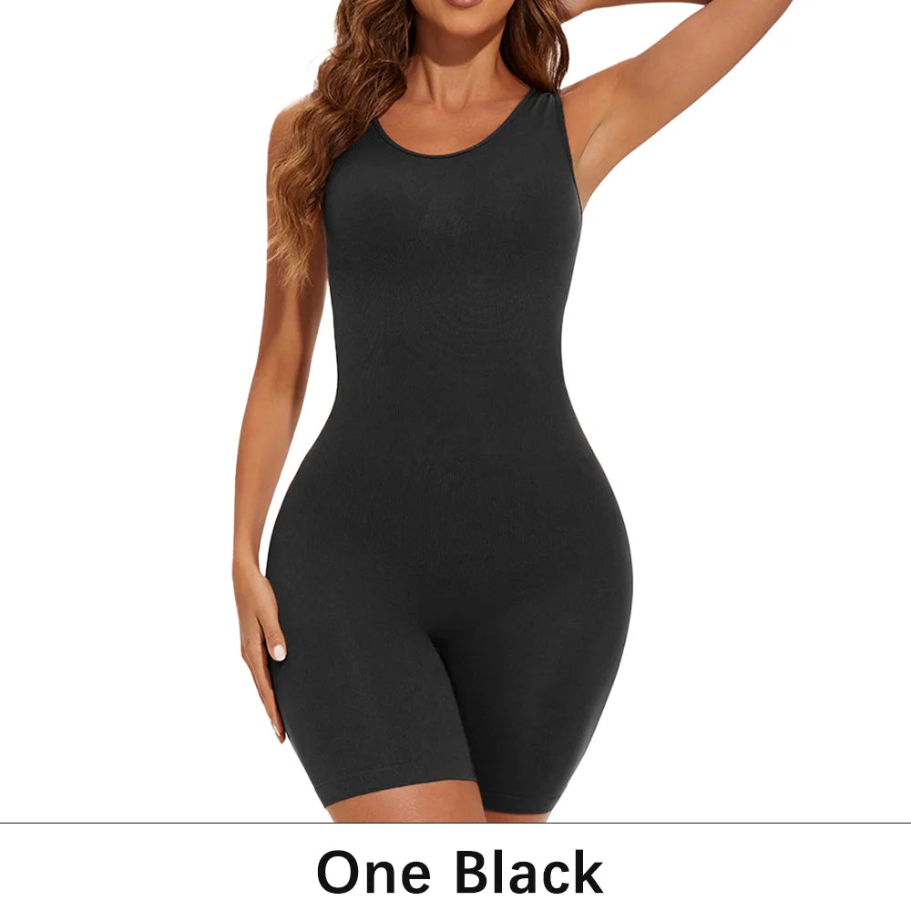 1Peice Solid Tummy Control Shaping Shapewear Seamless High Elastic Bodysuit Lingerie Sexy Sleeveless Tight Body Shaper Black Top