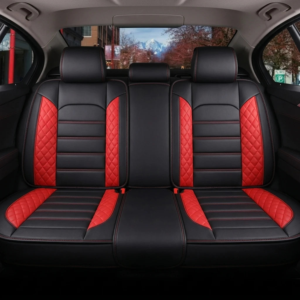 5-Seat Leather Front and Rear Full Set Car Seat Covers for Honda, with Pillows and Cushions Auto Interior Accessories