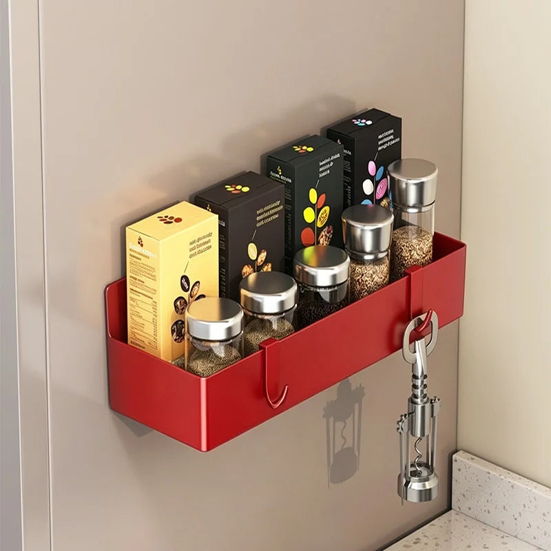 Magnetic Refrigerator Side Storage Rack ABS Wall Mounted Spice Organizer No Drill Kitchen Shelf for Fridge Laundry Bathroom