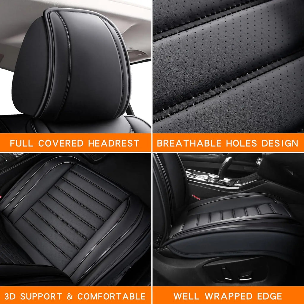 5pcs Full Set Car Seat Covers PU Leather Front Rear Seat Bench Protector Four Season Universal Fit Most Car Sedan SUV