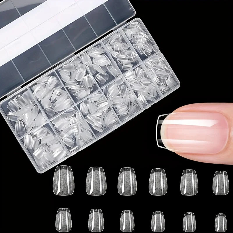 600Pcs Full Cover Press On Nail Tips Stiletto Almond Square Coffin French False Fake Soak Off Gel Nail Extension Tips Capsule
