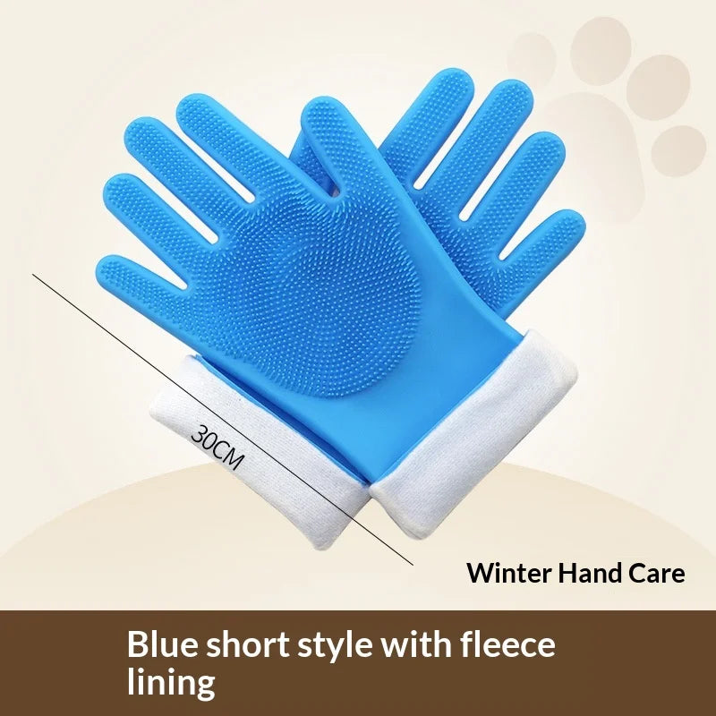 Pet Bathing Gloves,dogs accessories,Scratch Bite Resistant Cat dog brush Grooming Scrubber Heavy Duty Long Sleeve Non-Slip Pair