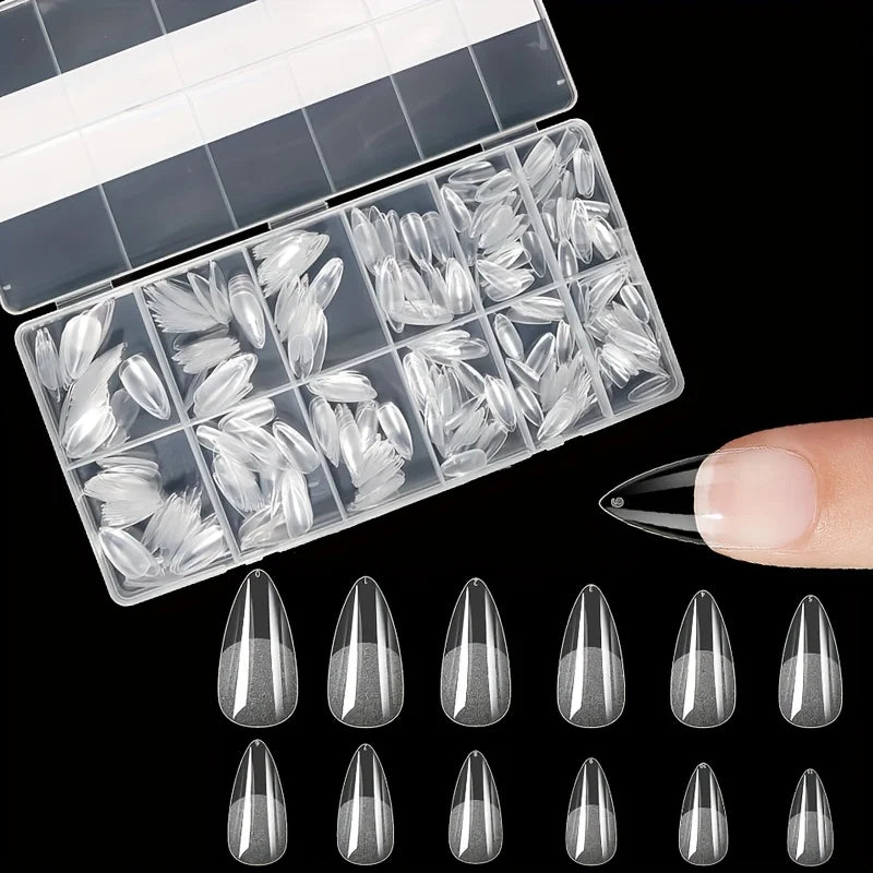 600Pcs Full Cover Press On Nail Tips Stiletto Almond Square Coffin French False Fake Soak Off Gel Nail Extension Tips Capsule