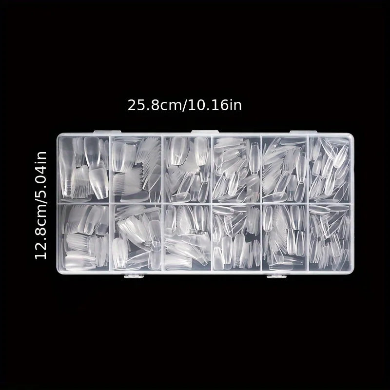 600Pcs Full Cover Press On Nail Tips Stiletto Almond Square Coffin French False Fake Soak Off Gel Nail Extension Tips Capsule
