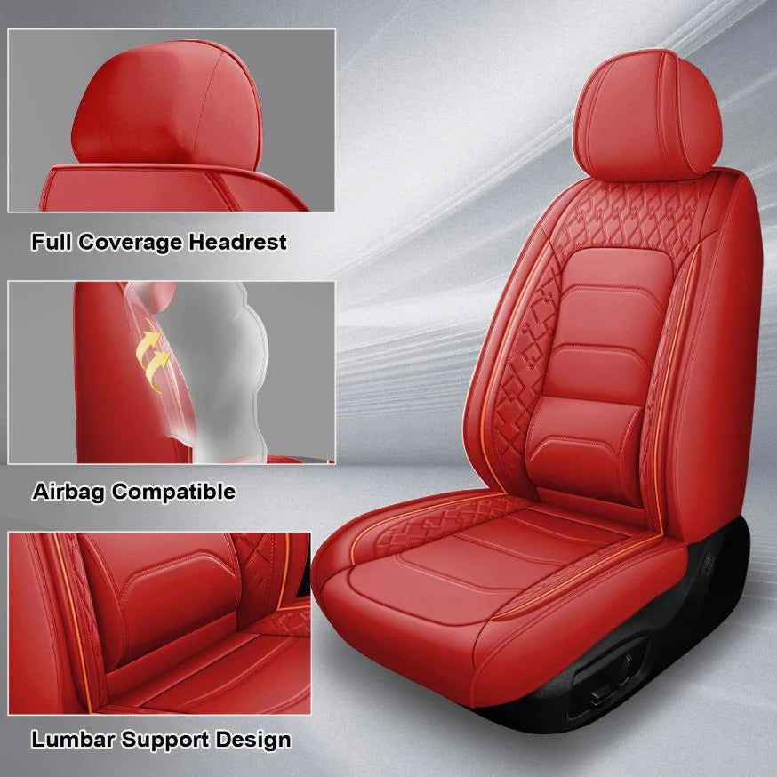 Universal Waterproof PU Leather Car 5 Seat Covers Full Set Interior Protector Comfortable & Durable for All Seasons Fits Most Vehicles