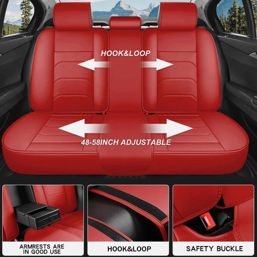 Universal Waterproof PU Leather Car 5 Seat Covers Full Set Interior Protector Comfortable & Durable for All Seasons Fits Most Vehicles