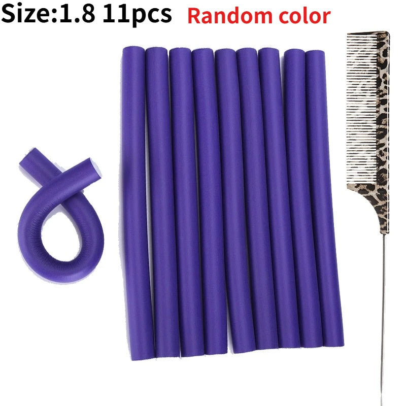 11pcs Flexible Curling Rod Foam Hair Curler  Heatless Hair Rollers Set Waves DIY Twist & Wrap Styling Tool for Natural Curls