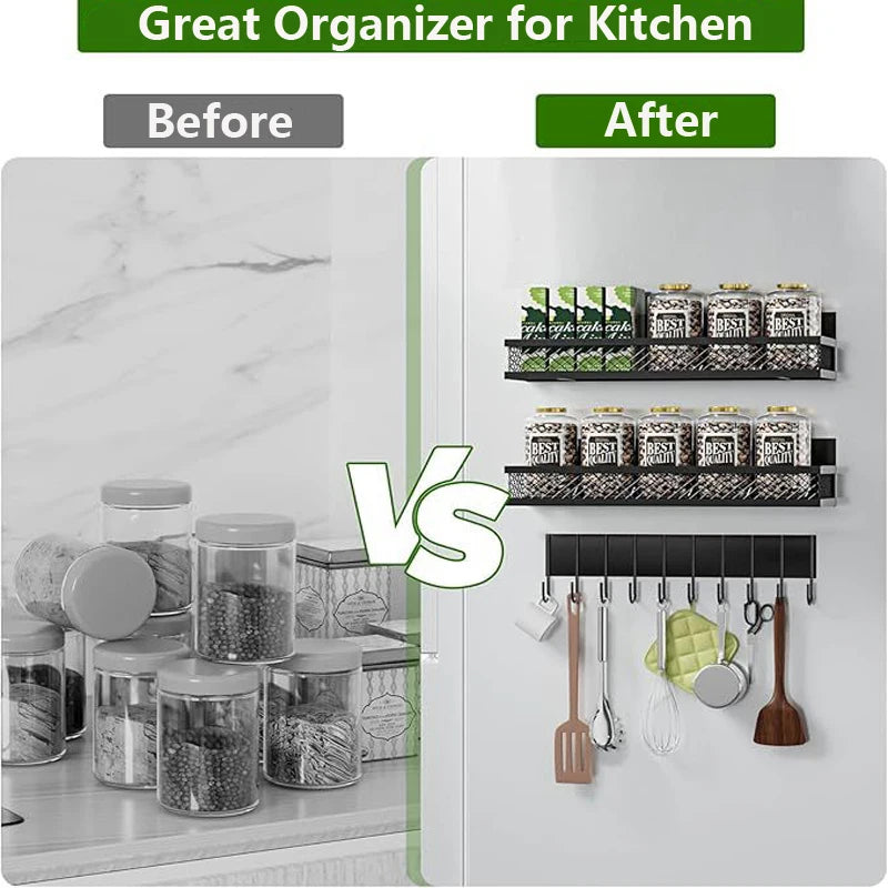 Metal Magnetic Spice Storage Rack for Refrigerator Oven Magnetic Fridge Shelf for DIY Kitchen Spice Organizer Magnetic Shelf