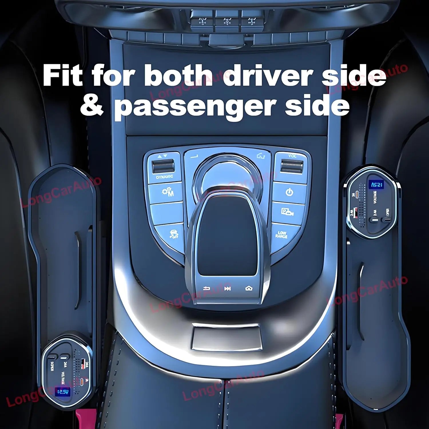 5 in 1 Car Seat Gap Organizer With Wireless Charger Fast Retractable Cable IOS Type C Lighting Cup Holder Cigarette Lighter Storage Box