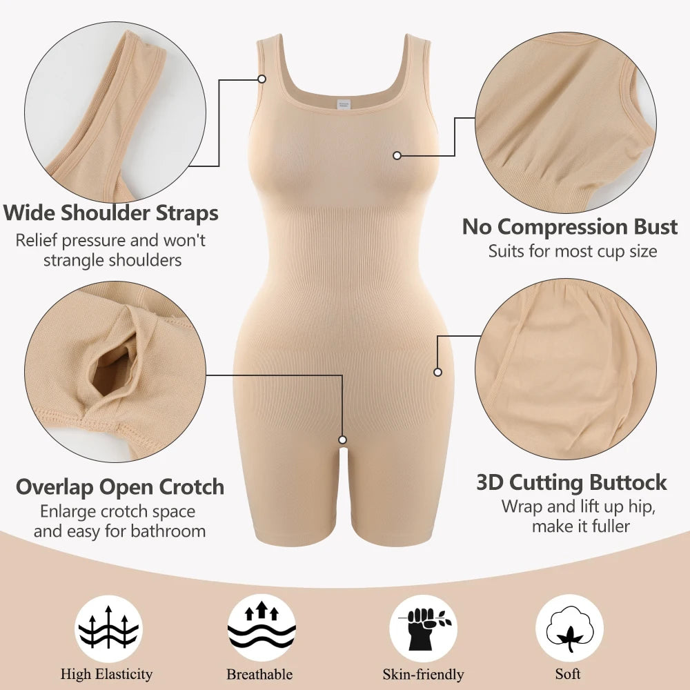 Wide Strap Shorts Body Shaper Bodysuit Women Tummy Control Comfortable Shapewear Suit Full Body Control Ladies Underwear New in
