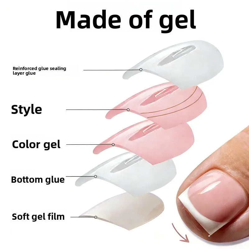 150pcs French Foot Wear Nail Set Summer Short Square Shiny False Toenail Acrylic Full Coverage Suitable for Nail Salon