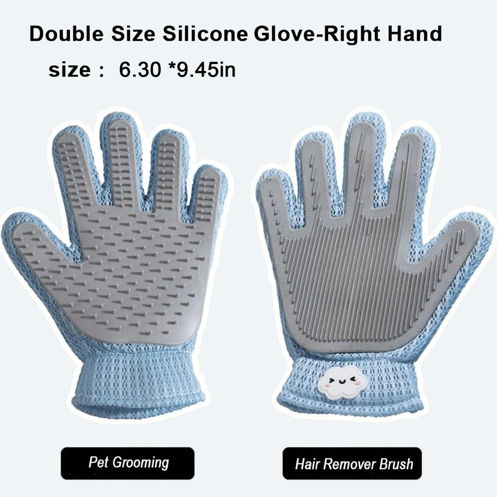2-in-1 Pet Grooming Glove – Double-Sided Deshedding & Massage Brush for Cats/Dogs, Removes Loose Hair from Fur & Furniture, Ultra-Soft Easy-Clean Mitt（single glove）