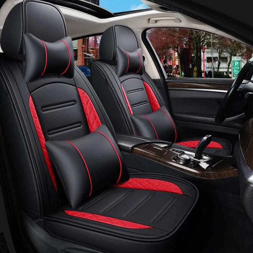 5-Seat Leather Front and Rear Full Set Car Seat Covers for Honda, with Pillows and Cushions Auto Interior Accessories
