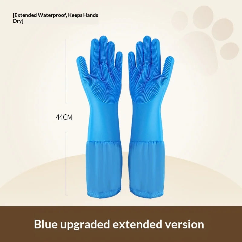 Pet Bathing Gloves,dogs accessories,Scratch Bite Resistant Cat dog brush Grooming Scrubber Heavy Duty Long Sleeve Non-Slip Pair