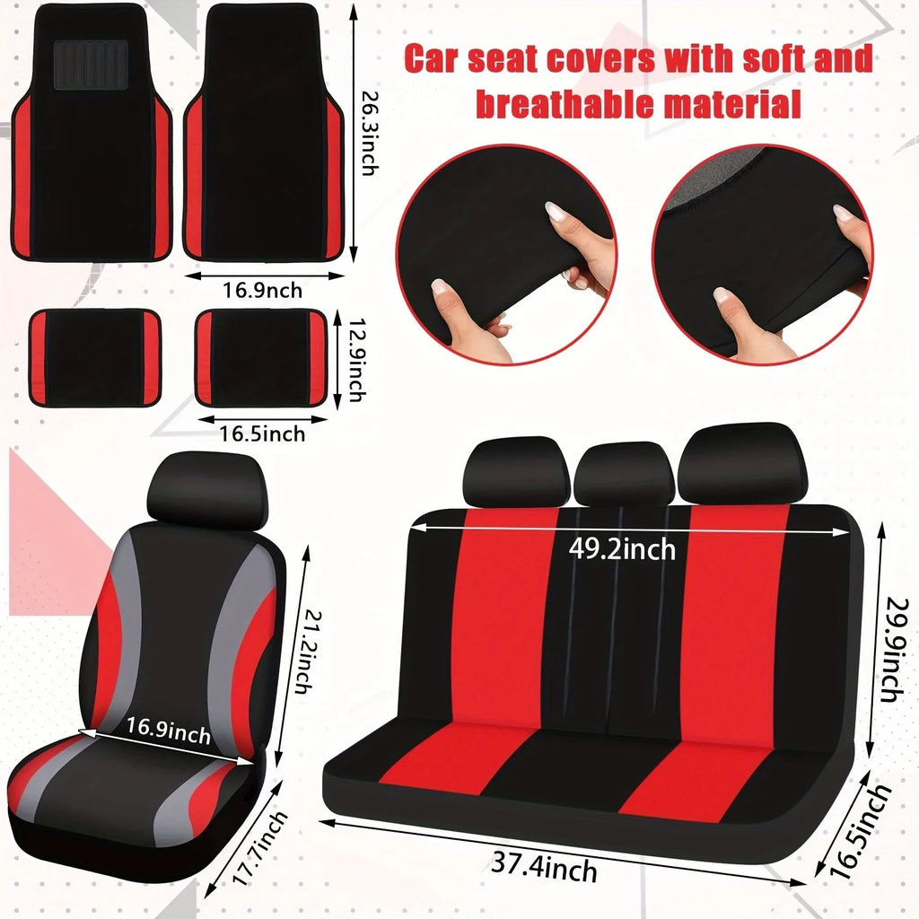 47pcs Car Seat Cover Full Set Car Seat Covers for Car Front Rear Seat Cover Fluffy Steering Wheel Cover Seat Belt Automotive Floor Mats Car Air Conditioner Decoration Strip Car Accessories Women