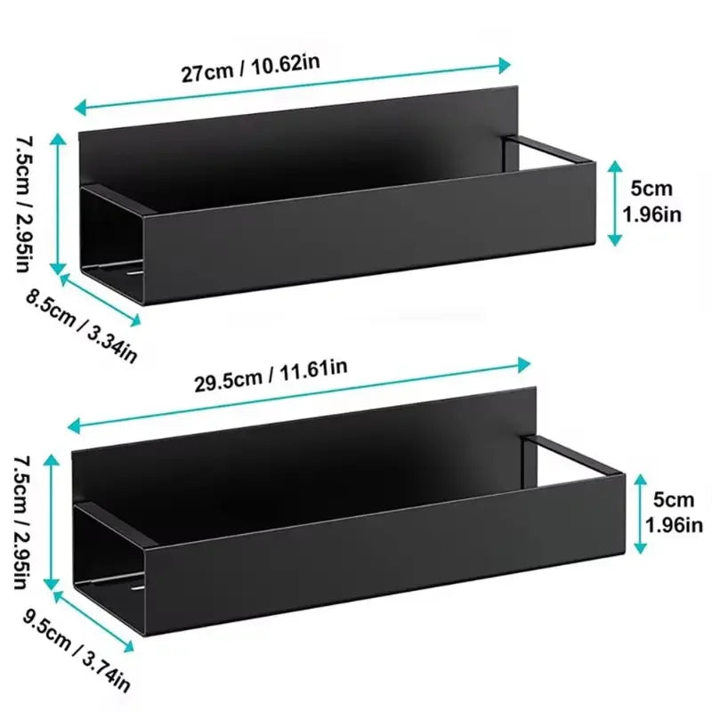 Magnetic Fridge Side Shelf for Spice Storage - Black Iron Space Saving Organizer, Refrigerator Side Rack for Kitchen