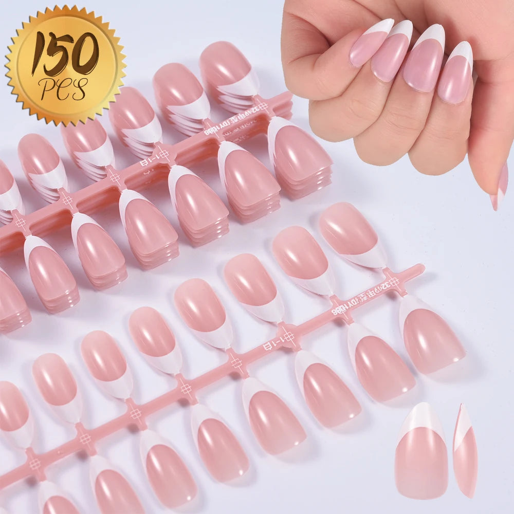 576pcs/Box Colorful Fake Nails Black Red Design Fake Nail Oval Short Square Press On False Nails Mixed Full Cover Nail Tips