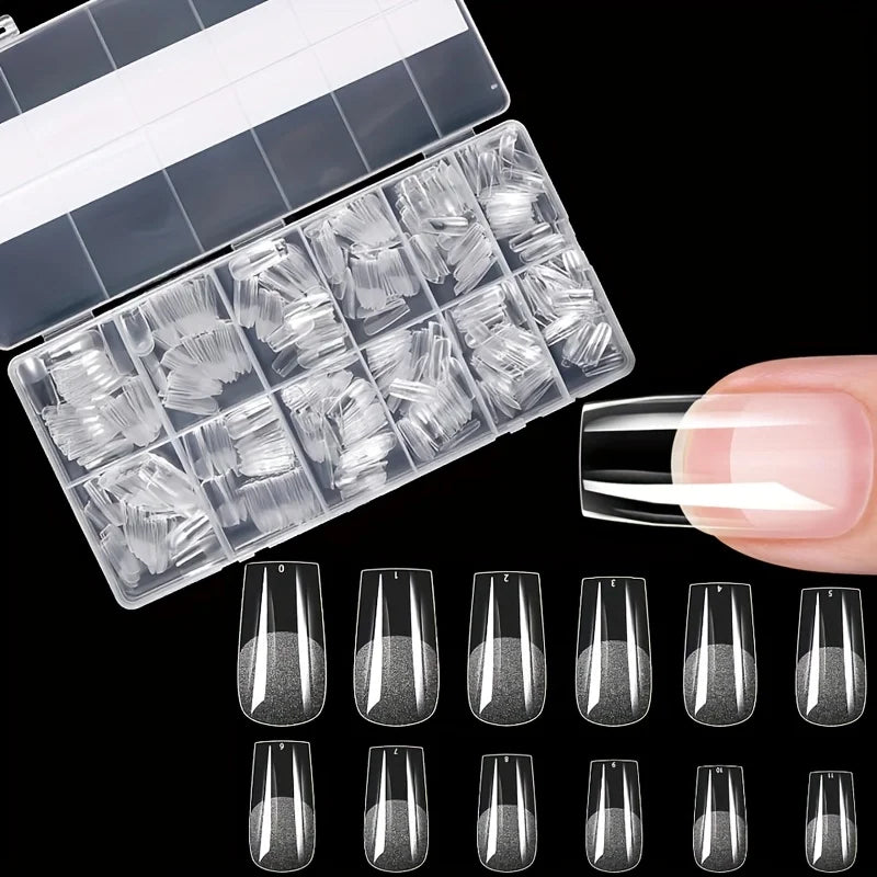 600Pcs Full Cover Press On Nail Tips Stiletto Almond Square Coffin French False Fake Soak Off Gel Nail Extension Tips Capsule