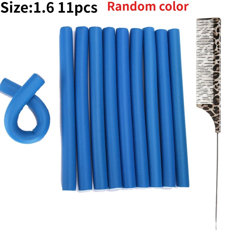 11pcs Flexible Curling Rod Foam Hair Curler  Heatless Hair Rollers Set Waves DIY Twist & Wrap Styling Tool for Natural Curls