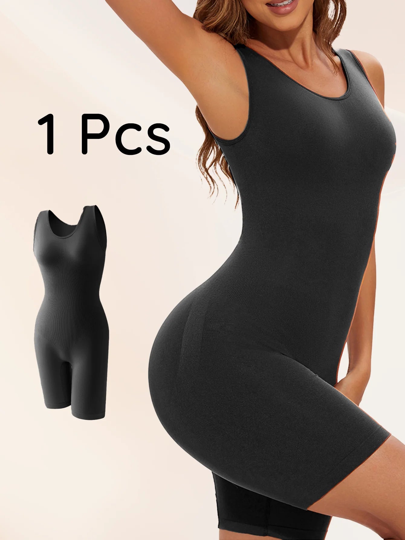 1Peice Solid Tummy Control Shaping Shapewear Seamless High Elastic Bodysuit Lingerie Sexy Sleeveless Tight Body Shaper Black Top