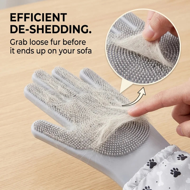 Pet Bathing Gloves,dogs accessories,Scratch Bite Resistant Cat dog brush Grooming Scrubber Heavy Duty Long Sleeve Non-Slip Pair
