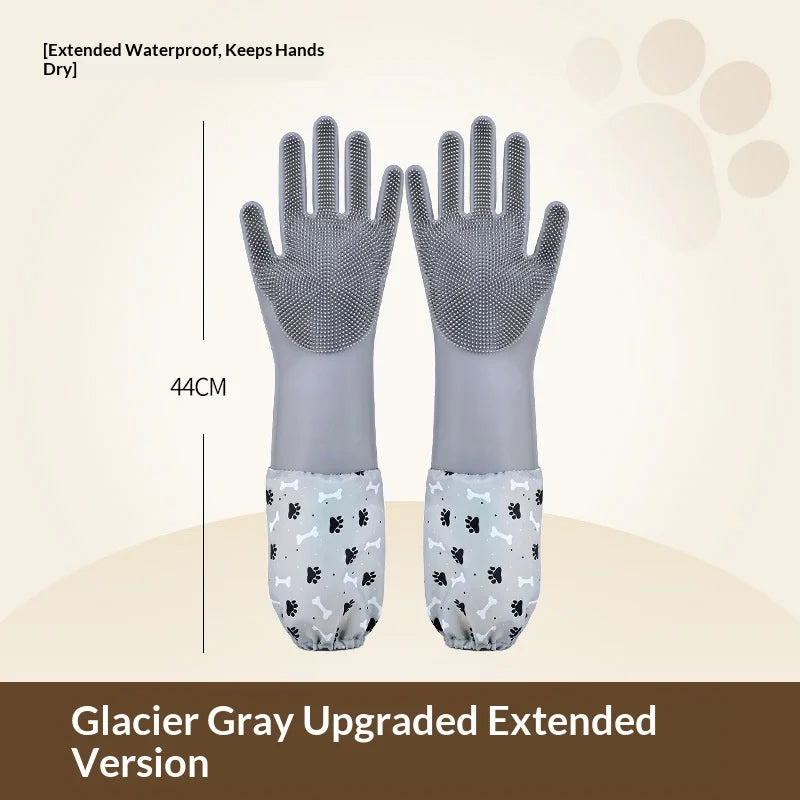 Pet Bathing Gloves,dogs accessories,Scratch Bite Resistant Cat dog brush Grooming Scrubber Heavy Duty Long Sleeve Non-Slip Pair