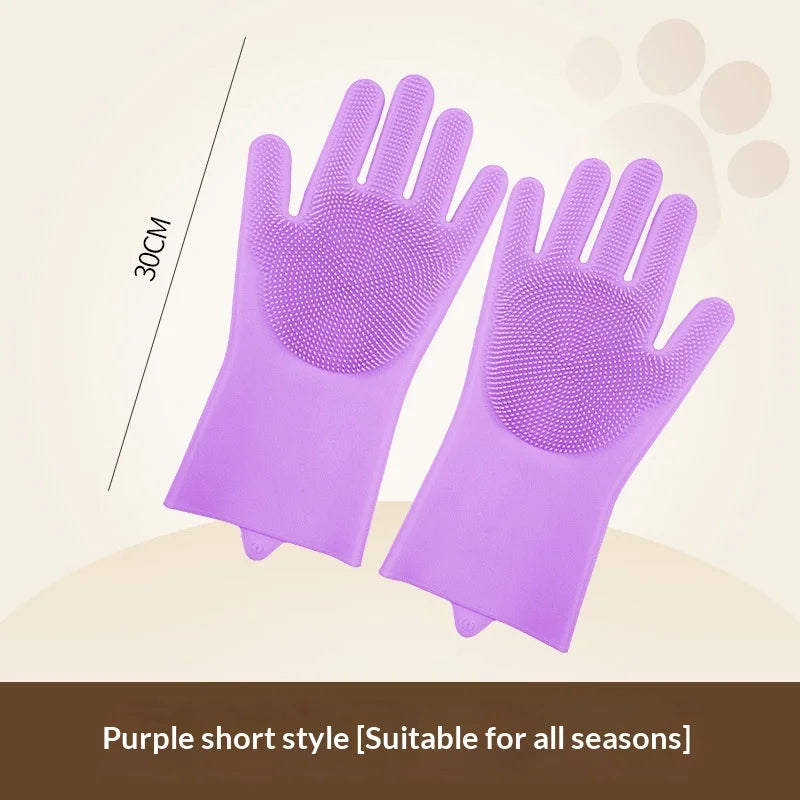 Pet Bathing Gloves,dogs accessories,Scratch Bite Resistant Cat dog brush Grooming Scrubber Heavy Duty Long Sleeve Non-Slip Pair