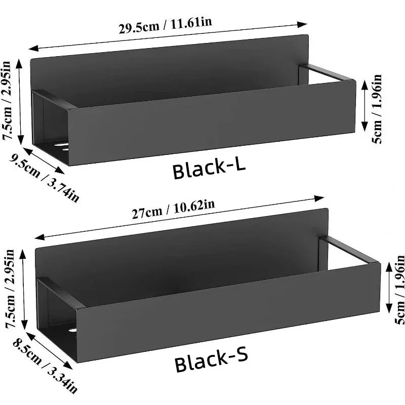 Magnetic Fridge Side Shelf for Spice Storage - Black Iron Space Saving Organizer, Refrigerator Side Rack for Kitchen