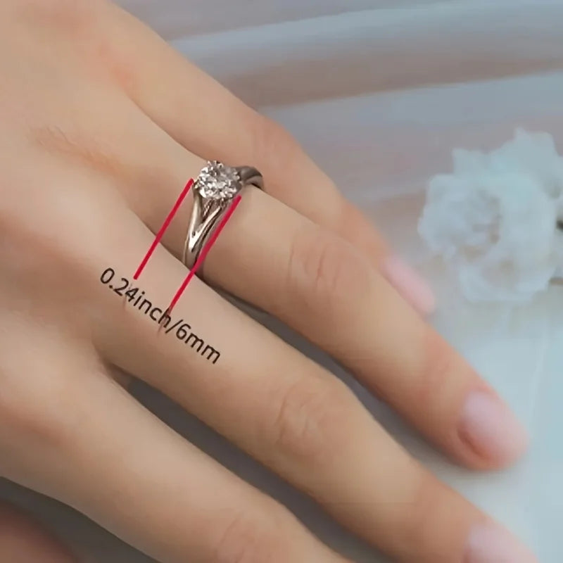 Elegant Prong Engagement Ring Sparkling Cubic Zirconia Perfect for Weddings Anniversaries Valentine's Day Gifts Party Accessory