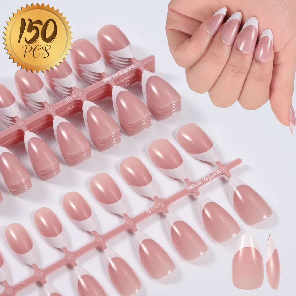 576pcs/Box Colorful Fake Nails Black Red Design Fake Nail Oval Short Square Press On False Nails Mixed Full Cover Nail Tips
