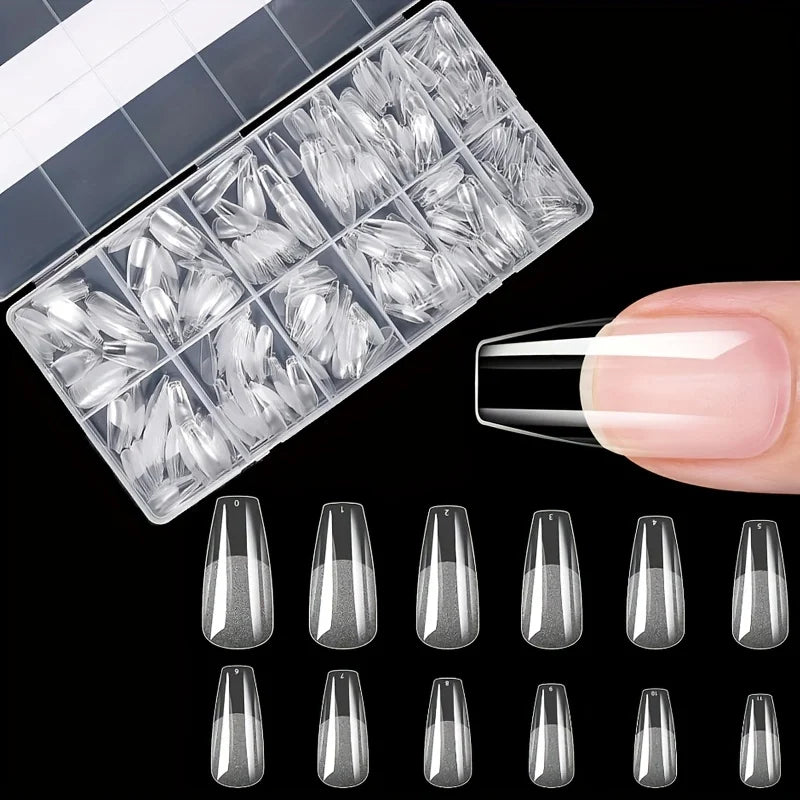 600Pcs Full Cover Press On Nail Tips Stiletto Almond Square Coffin French False Fake Soak Off Gel Nail Extension Tips Capsule
