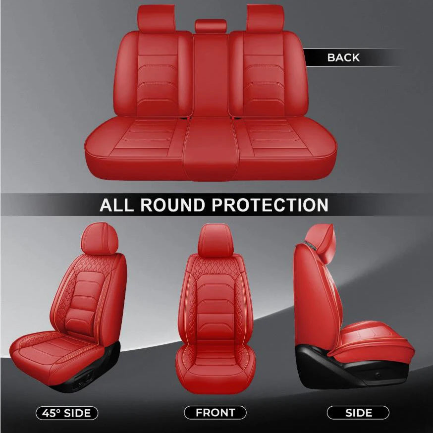 Universal Waterproof PU Leather Car 5 Seat Covers Full Set Interior Protector Comfortable & Durable for All Seasons Fits Most Vehicles