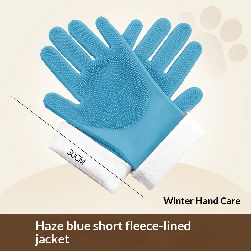 Pet Bathing Gloves,dogs accessories,Scratch Bite Resistant Cat dog brush Grooming Scrubber Heavy Duty Long Sleeve Non-Slip Pair