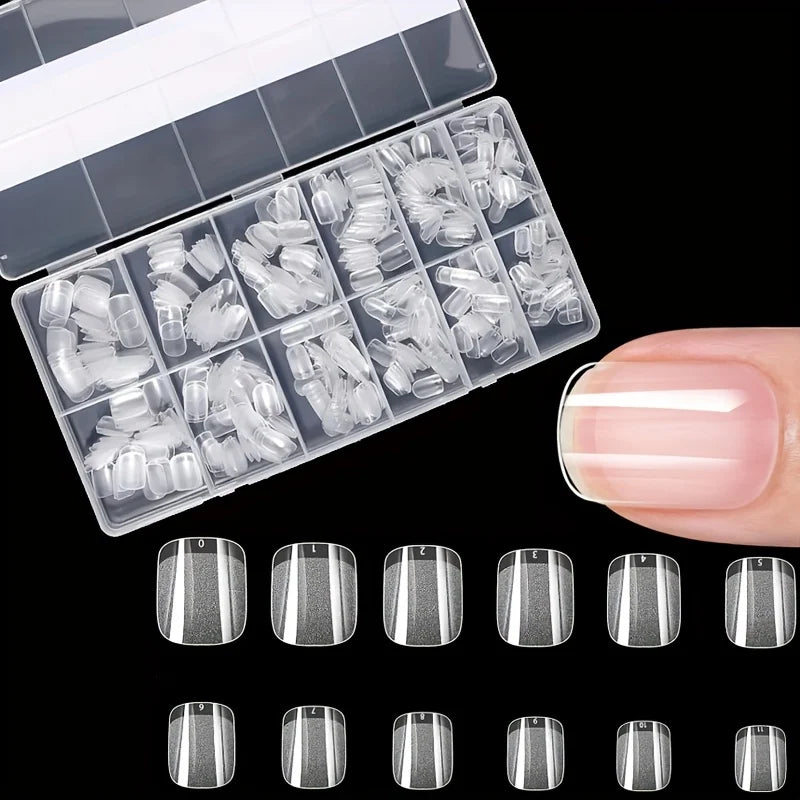 600Pcs Full Cover Press On Nail Tips Stiletto Almond Square Coffin French False Fake Soak Off Gel Nail Extension Tips Capsule