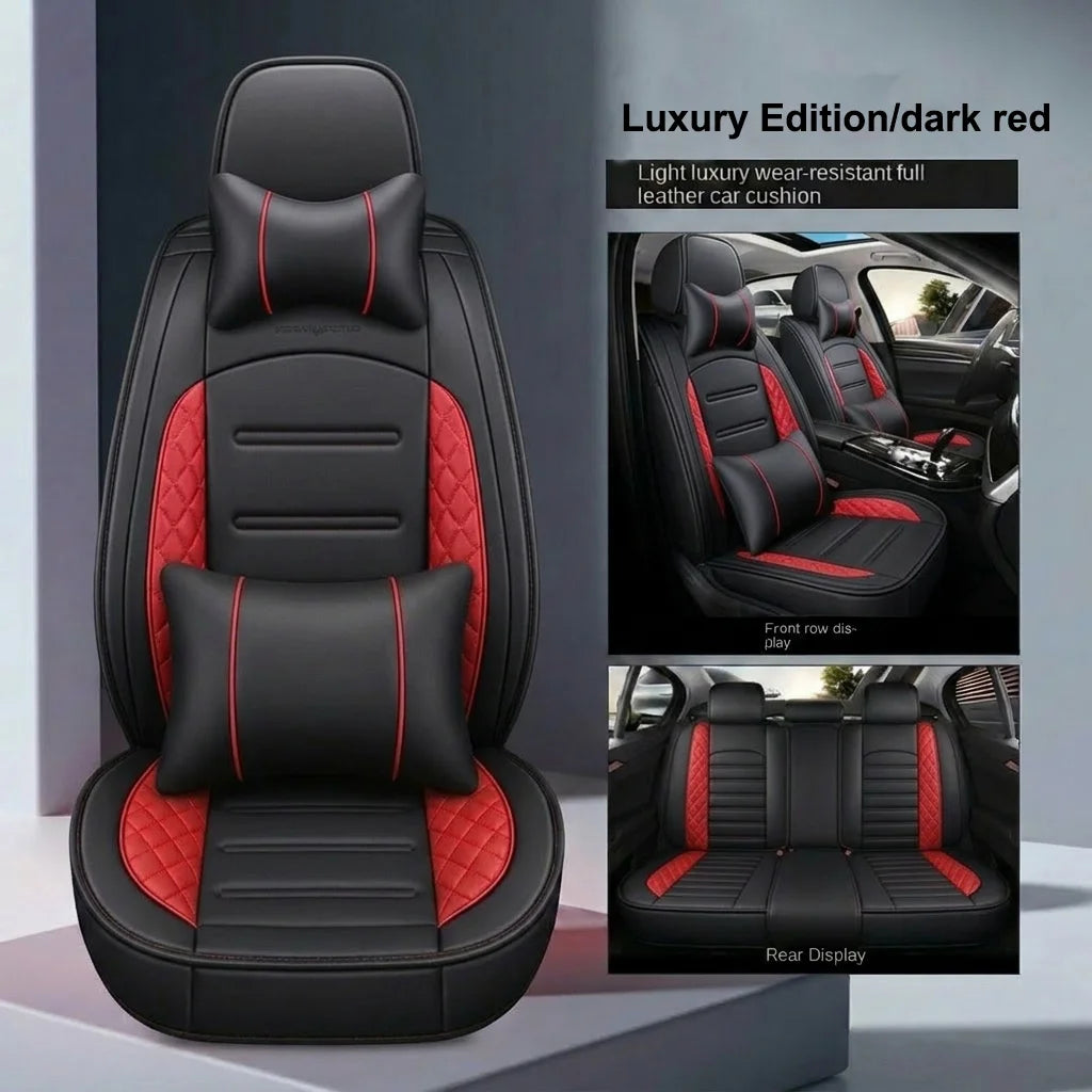 5-Seat Leather Front and Rear Full Set Car Seat Covers for Honda, with Pillows and Cushions Auto Interior Accessories