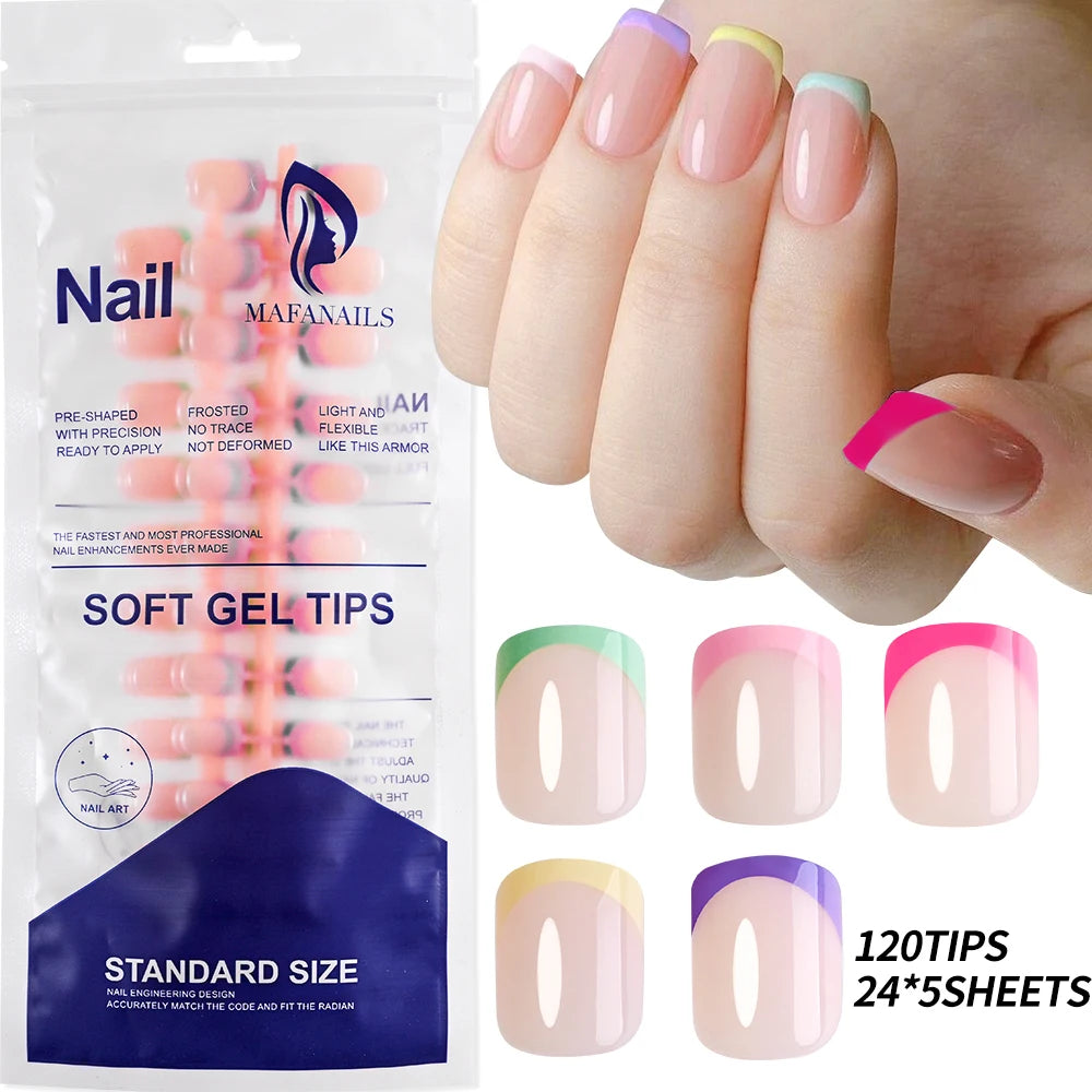 576pcs/Box Colorful Fake Nails Black Red Design Fake Nail Oval Short Square Press On False Nails Mixed Full Cover Nail Tips