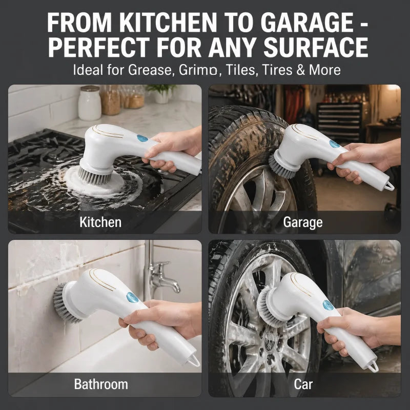 Effortless Electric Grease Scrubber, Rechargeable Cordless Power Cleaning Brush, for Kitchen Sink Tile & Stubborn Stains