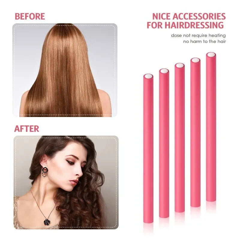 11pcs Flexible Curling Rod Foam Hair Curler  Heatless Hair Rollers Set Waves DIY Twist & Wrap Styling Tool for Natural Curls