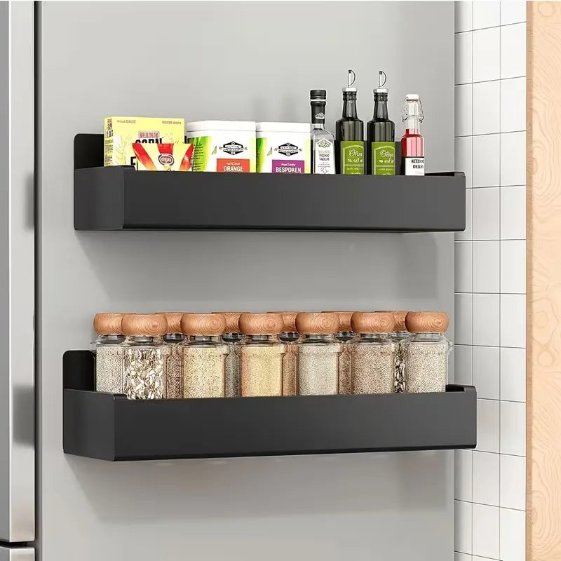Magnetic Spice Storage Rack Organizer for Refrigerator and Oven Black Fridge Organizers and Storage Magnetic Hooks for Kitchen