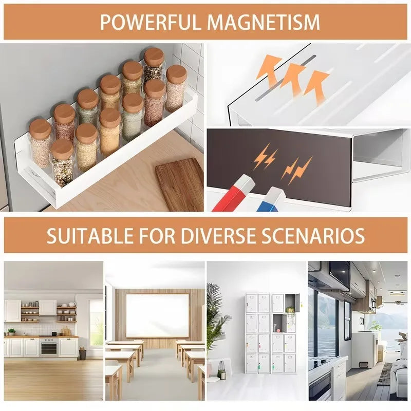 Magnetic Spice Storage Rack Organizer for Refrigerator and Oven Black Fridge Organizers and Storage Magnetic Hooks for Kitchen