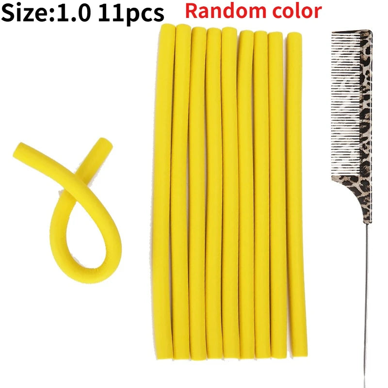 11pcs Flexible Curling Rod Foam Hair Curler  Heatless Hair Rollers Set Waves DIY Twist & Wrap Styling Tool for Natural Curls