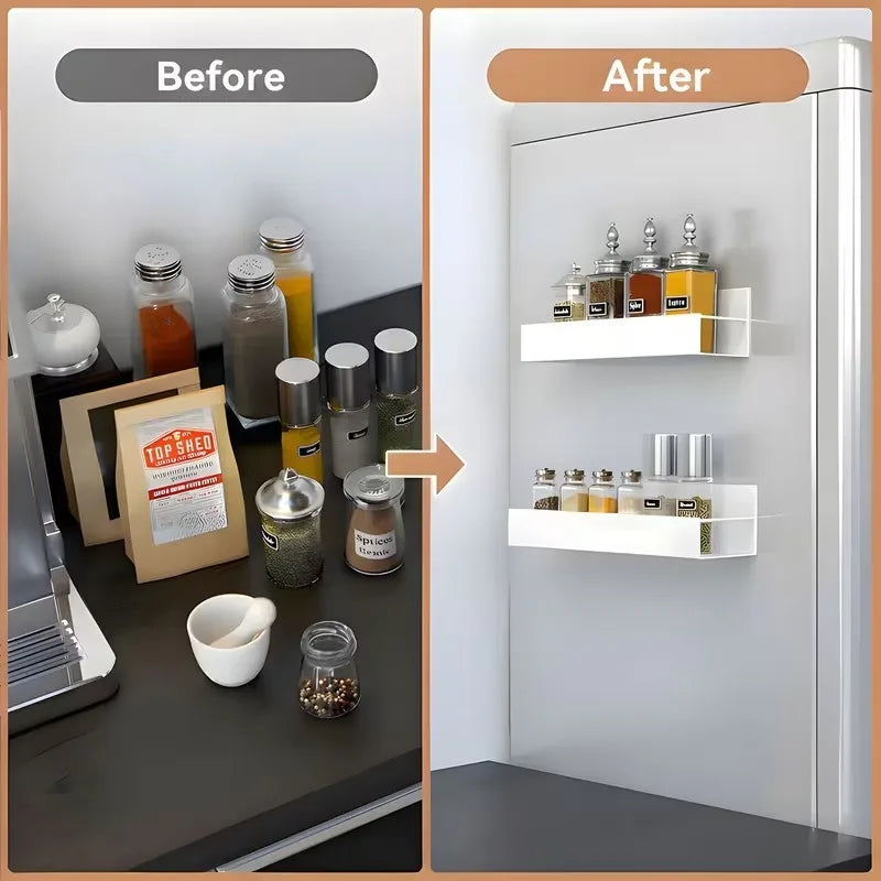 Magnetic Spice Storage Rack Organizer for Refrigerator and Oven Black Fridge Organizers and Storage Magnetic Hooks for Kitchen