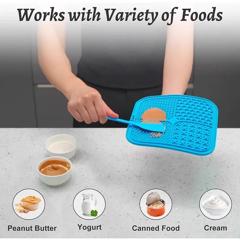 Silicone Dog Lick Mat Anti-Slip Sucker Slow Food Plate Pet Bath Distraction Feeder Mat Reusable Dog Training Feeding Supplies